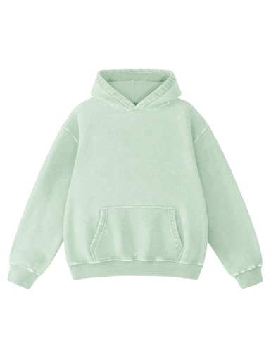 su_do スード wide sweat「HARVARD」light green Hatant Oversized Hoodie Sweatshirts for Women Couples Heavyweight